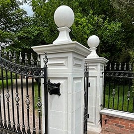 gate pillars acanthus cast stone