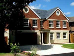brick house with cast stone window cills 