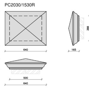 PC2030/1530R Moulded Apex Rectangular Pier Cap (2 x 1.5 brick)